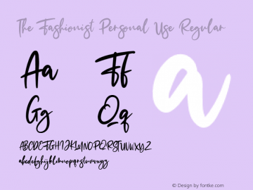 The Fashionist Personal Use Version 1.000 Font Sample