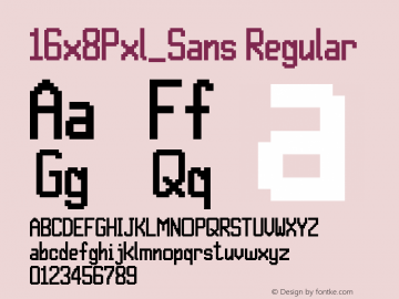 16x8Pxl_Sans Regular Version 1.0 Font Sample