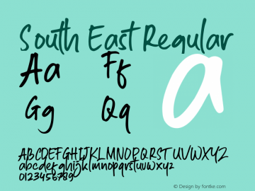 South East Version 1.00;October 22, 2019;FontCreator 11.5.0.2422 64-bit Font Sample