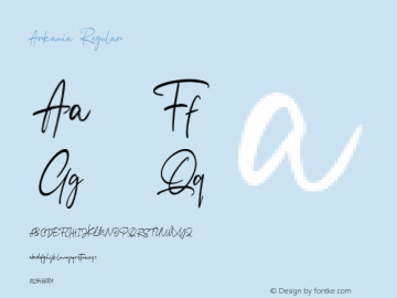 Arkania Version 1.00;September 30, 2019;FontCreator 12.0.0.2525 64-bit图片样张