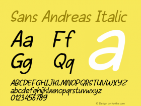 Sans Andreas Italic Version 001.000图片样张