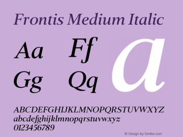 Frontis-MediumItalic Version 1.000 | wf-rip DC20190630 Font Sample