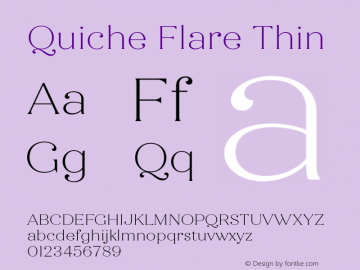 Quiche Flare Thin Version 1.000;hotconv 1.0.109;makeotfexe 2.5.65596 Font Sample