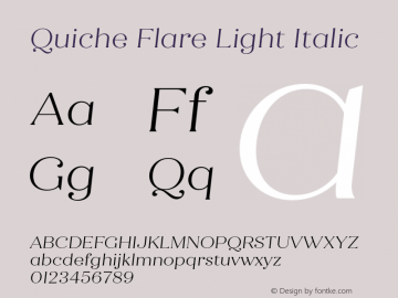 Quiche Flare Light Italic Version 1.000;hotconv 1.0.109;makeotfexe 2.5.65596 Font Sample