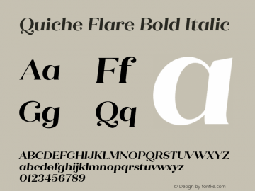 Quiche Flare Bold Italic Version 1.000;hotconv 1.0.109;makeotfexe 2.5.65596 Font Sample