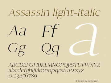 Assassin light-italic 0.1.0 Font Sample