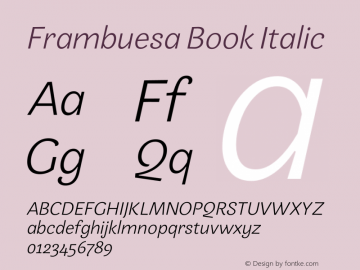 Frambuesa Book Italic Version 1.000图片样张