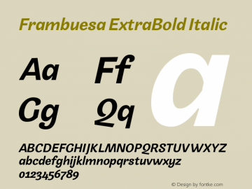 Frambuesa ExtraBold Italic Version 1.000图片样张