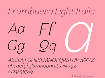 Frambuesa Light Italic Version 1.000图片样张