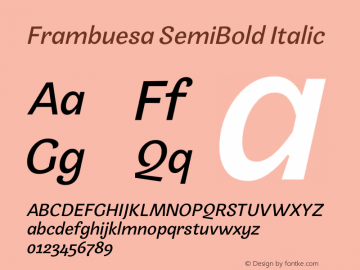 Frambuesa SemiBold Italic Version 1.000图片样张