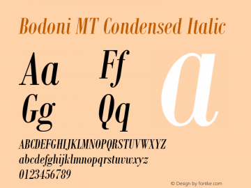 Bodoni MT Condensed Italic Version 2.10m图片样张