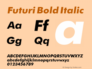 Futuri Bold Italic Rev. 002.02图片样张