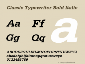 Classic Typewriter Bold Italic Rev. 002.02q Font Sample