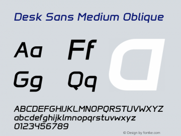 DeskSans-MediumOblique Version 1.02 Font Sample