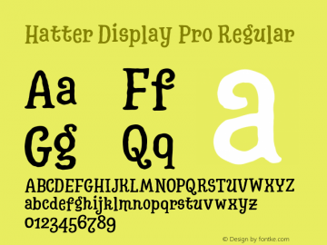 Hatter Display Pro Regular Version 1.000;PS 001.000;hotconv 1.0.88;makeotf.lib2.5.64775 Font Sample