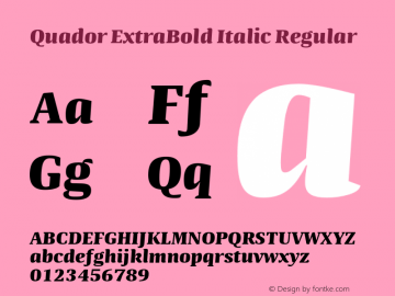 Quador ExtraBold Italic 1.000图片样张