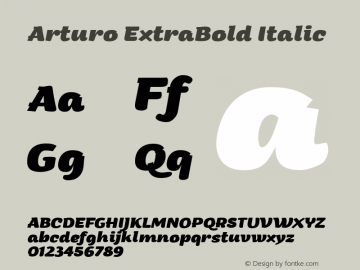 Arturo ExtraBold Italic Version 1.002;PS 001.002;hotconv 1.0.88;makeotf.lib2.5.64775图片样张