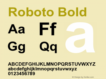Roboto Bold Version 1.00000; 2011 Font Sample