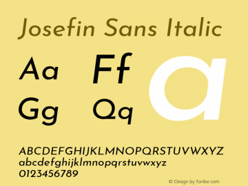 Josefin Sans Italic Version 2.000 Font Sample