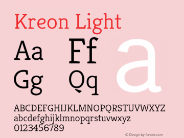 Kreon Light Version 2.001 Font Sample