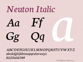 Neuton Italic Version 1.560 Font Sample