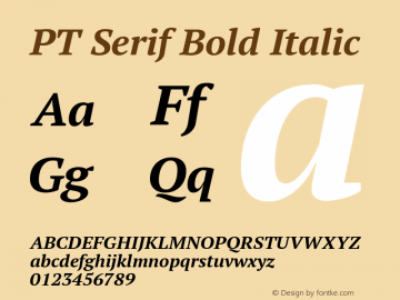 PT Serif Bold Italic Version 1.000W OFL图片样张