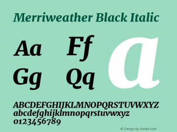 Merriweather Black Italic Version 2.002 Font Sample