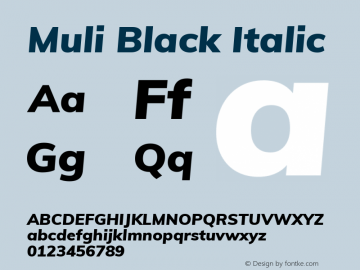 Muli Black Italic Version 2.000图片样张