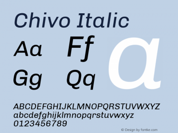 Chivo Italic Version 1.007 Font Sample