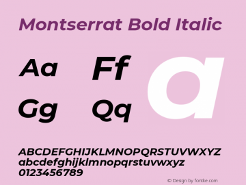 Montserrat Bold Italic Version 7.200 Font Sample