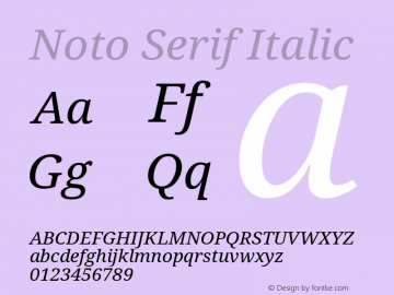 Noto Serif Italic Version 1.02 Font Sample