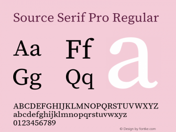 Source Serif Pro Regular Version 1.014;PS Version 1.0;hotconv 1.0.73;makeotf.lib2.5.5900图片样张