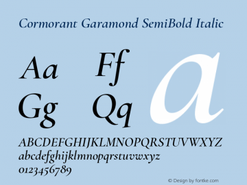 Cormorant Garamond SemiBold Italic Version 3.303 Font Sample
