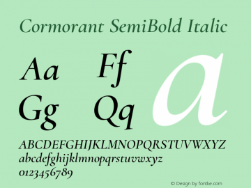 Cormorant SemiBold Italic Version 3.303图片样张