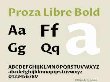 Proza Libre Bold Version 1.000; ttfautohint (v1.4.1.8-43bc) Font Sample