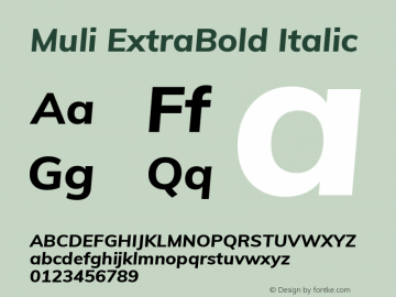 Muli ExtraBold Italic Version 2.000图片样张