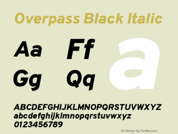 Overpass Black Italic Version 3.000;DELV;Overpass; ttfautohint (v1.5)图片样张