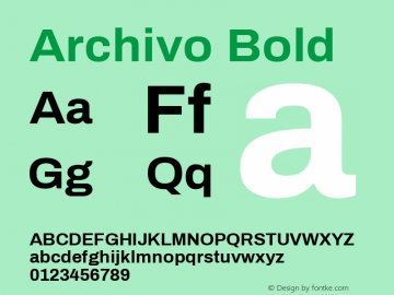 Archivo Bold Version 1.003 Font Sample