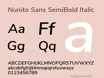 Nunito Sans SemiBold Italic Version 2.001 Font Sample