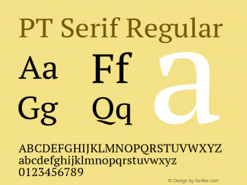 PT Serif Version 1.000W OFL Font Sample