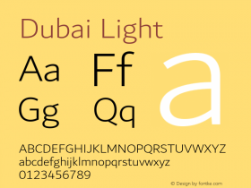 Dubai Light Version 1.10 Font Sample