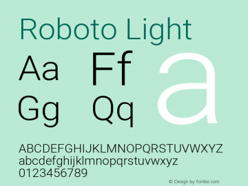 Roboto Light Version 2.000980; 2014; ttfautohint (v1.4.1) Font Sample