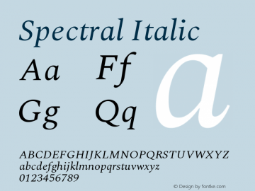 Spectral Italic Version 2.001 Font Sample