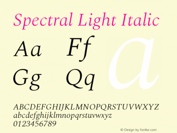 Spectral Light Italic Version 2.001图片样张