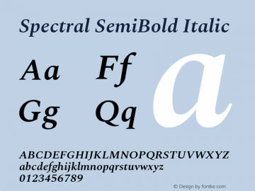 Spectral SemiBold Italic Version 2.001 Font Sample