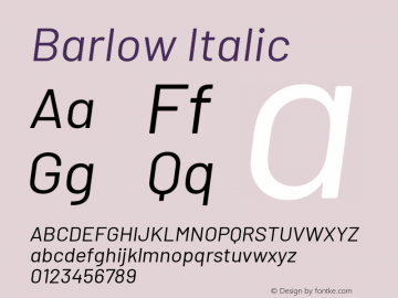 Barlow Italic Version 1.408 Font Sample