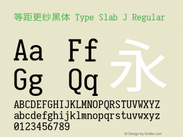 等距更纱黑体 Type Slab J Regular  Font Sample