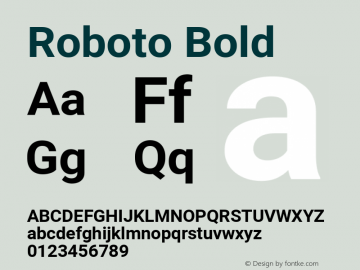 Roboto Bold Version 2.000980; 2014; ttfautohint (v1.4.1) Font Sample