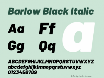 Barlow Black Italic Version 1.408 Font Sample