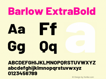 Barlow ExtraBold Version 1.408 Font Sample